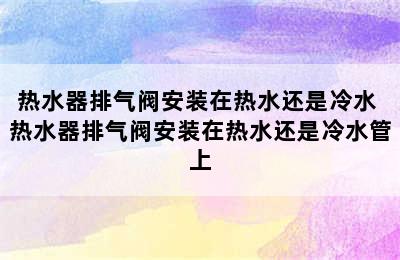 热水器排气阀安装在热水还是冷水 热水器排气阀安装在热水还是冷水管上